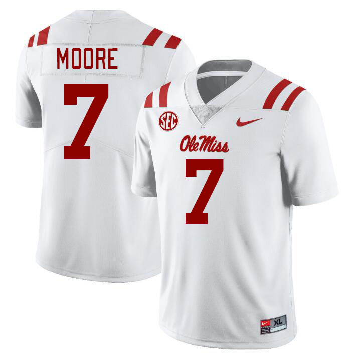 Men #7 Louis Moore Ole Miss Rebels College Football Jerseys Stitched-White